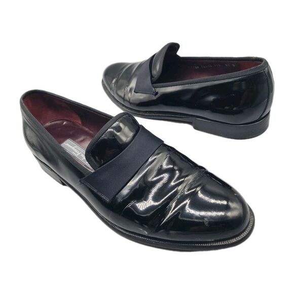 Salvatore Ferragamo Bryden Banded black patent Tuxedo Loafer Size 9.5 D Used - Picture 1 of 15